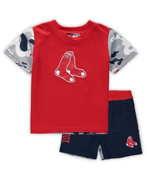 Костюм для малышей OuterStuff Комплект Футболка и Шорты Boston Red Sox, красно-синий, красный, зайчик, ударник