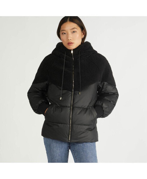 Women's Mixed Media Faux Down Puffer