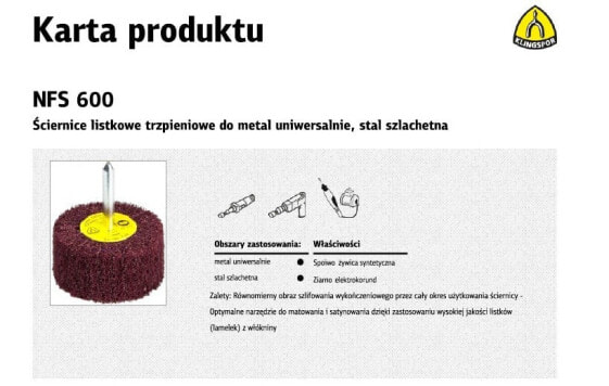 KLINGSPOR ŚCIERNICA LISTKOWA TRZPIENIOWA Z WŁÓKNINY NFS600 60mm x 50mm x 6mm MEDIUM