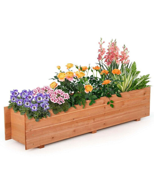 Цветочная клумба из дерева Costway rectangular Planter Box с 2 отверстиями для воды