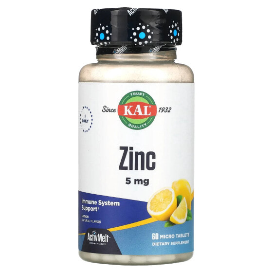 Zinc, Lemon, 5 mg, 60 Micro Tablets