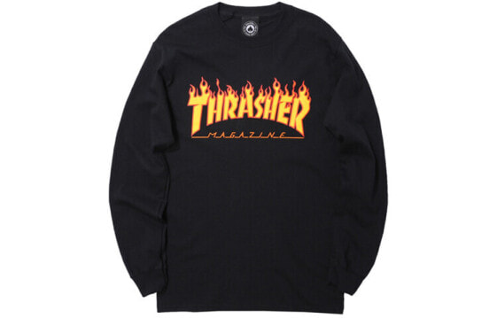 Футболка Thrasher с принтом огненных букв TRA-SS18-009 черная