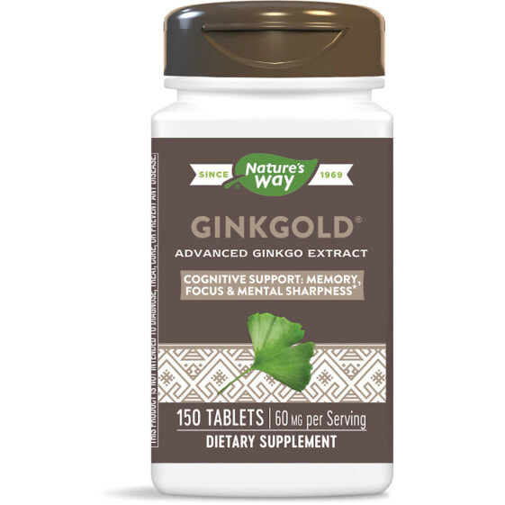 Nature's Way Ginkgold  Экстракт листьев гинкго билоба для улучшения мозговой деятельности 150 таблеток