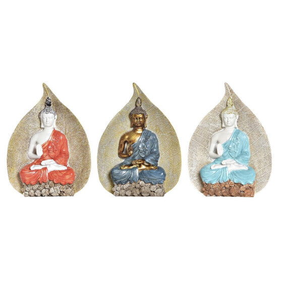 Decorative Figure DKD Home Decor Blue Red Orange Golden Buddha Oriental 15,5 x 5 x 20,7 cm (3 Pieces)