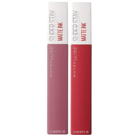 Maybelline New York Make Up Lip Gloss Set Matte Ink Lip Gloss Long Lasting Non Staining Matte Effect Lover (15) + Pioneer (20) 5ml