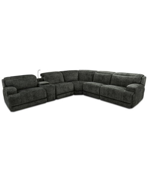 Sebaston 6-Pc. Fabric Sectional with 2 Power Motion Recliners and 1 USB Console, Created for Macy's