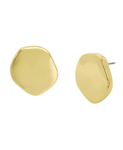 Gold Sculpted Disc Stud Earrings