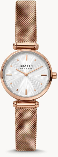 Skagen Damen Armbanduhr Amberline Zweizeiger Rose-Tone Steel Mesh 28 mm SKW2955