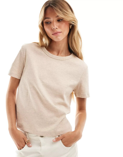 Mango premium washed t-shirt in beige