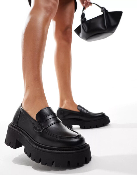 schuh Lennox chunky loafers in black leather