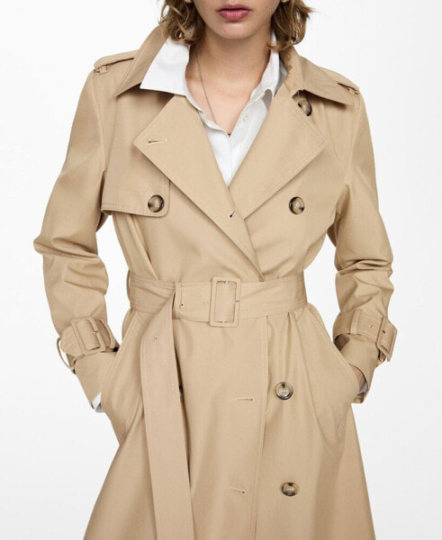 Women's Double-Breasted Cotton Trench Coat