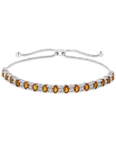 EFFY® Citrine (2-3/8 ct. t.w.) & White Sapphire (5/8 ct. t.w.) Bolo Bracelet in Sterling Silver