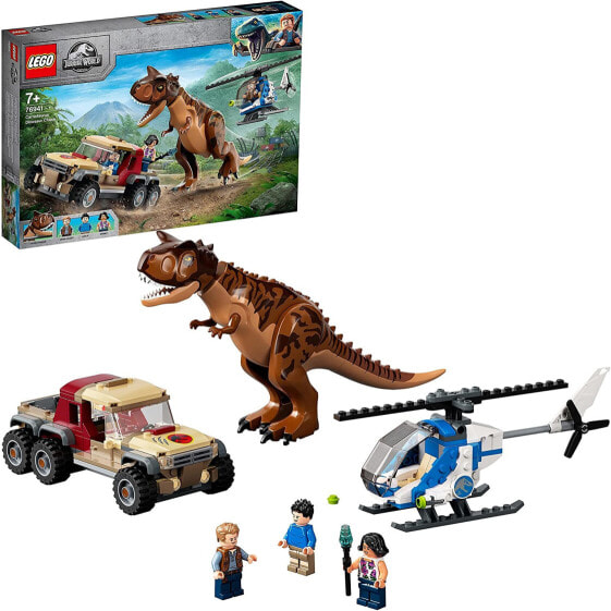 LEGO 76941 Jurassic World Pursuit of Carnotaurus, Dino Toy with Helicopter and Pickup for Boys and Girls from 7 Years, Dinosaur Gift Idea