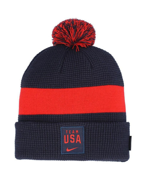 Men's Navy Team USA 2021 Sideline Cuffed Knit Hat with Pom