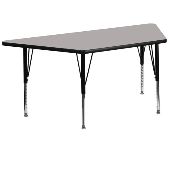 29.5''W X 57.25''L Trapezoid Grey Hp Laminate Activity Table - Height Adjustable Short Legs
