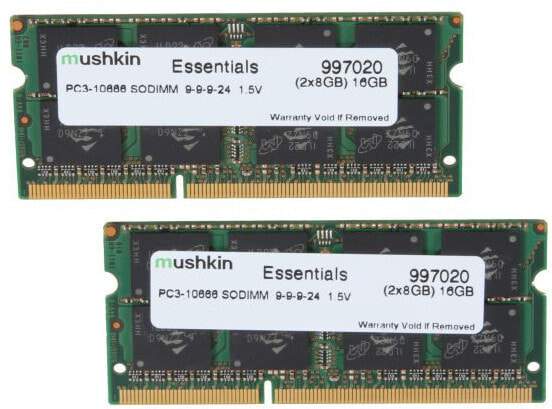 Mushkin SO-DIMM 16GB DDR3 Essentials - 16 GB - 2 x 8 GB - DDR3 - 1333 MHz - 204-pin SO-DIMM