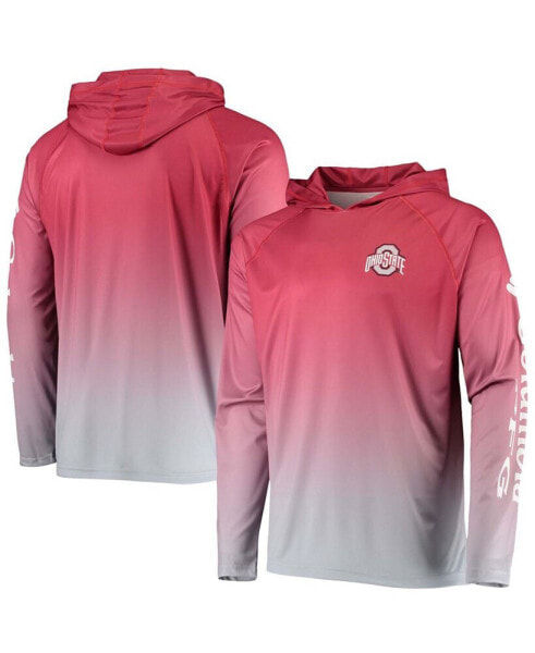 Men's Scarlet Ohio State Buckeyes Terminal Tackle Omni-Shade UPF 50 Long Sleeve Hooded T-shirt