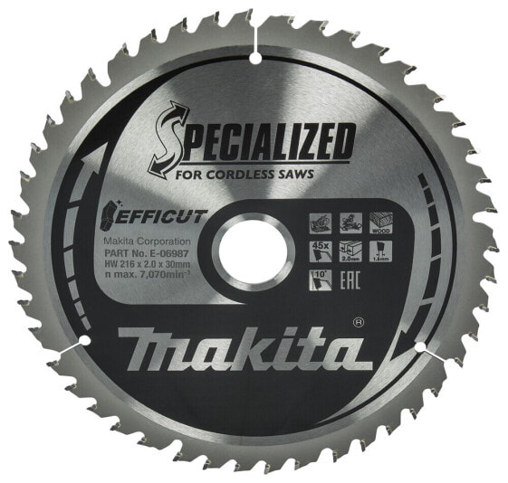 Makita E-06987 - Cutting disc - Flat centre - Makita - 21.6 cm - 2 mm - Metallic
