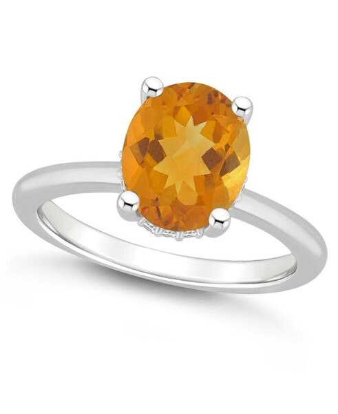 Women's Citrine (2-1/2 ct.t.w.) and Diamond Accent Ring in Sterling Silver