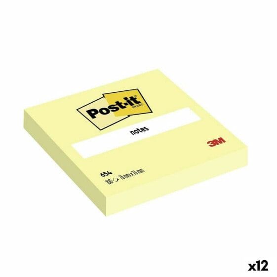 Стикеры для записей Post-it 654 Жёлтые 76 x 76 мм (12 штук)