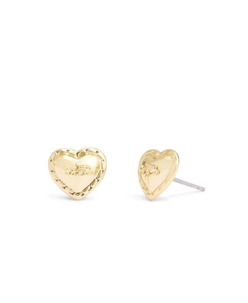 Gold Signature Horse Carriage Heart Stud Earrings