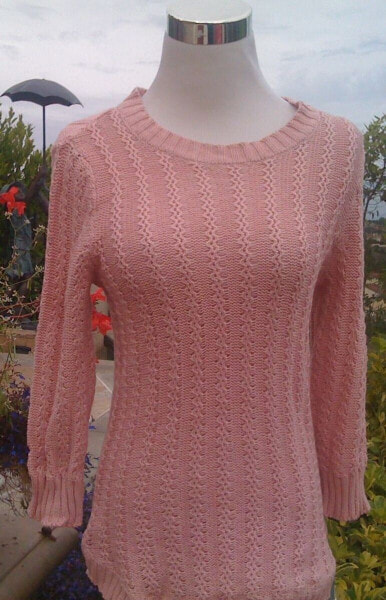 NY Collection Women's Long Sleeve Crewneck Sweater Pink M