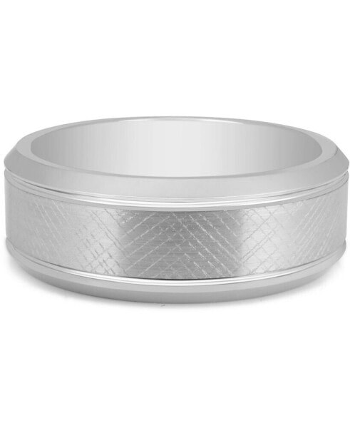 Men's Textured Bevel Band in White Ion-Plated Tantalum