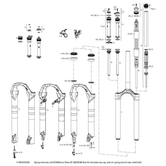 ROCKSHOX XC32 26´´/29´´ 80 mm Solo Air Left Spring Internals