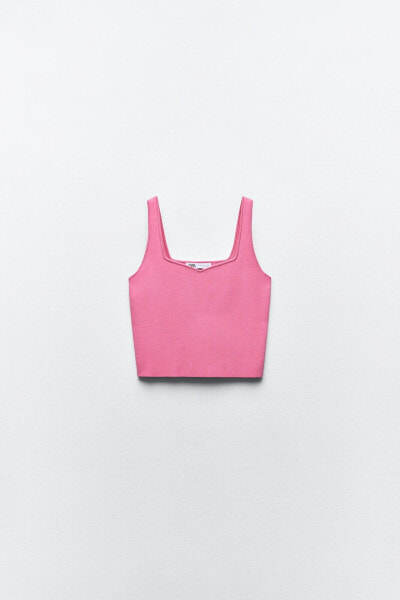 Plain knit crop top