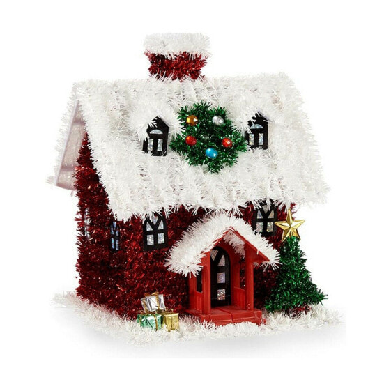 Декоративная фигура Рождество Мишура дом 19 x 24,5 x 19 cm Красный Белый Зеленый Пластик полипропилен
