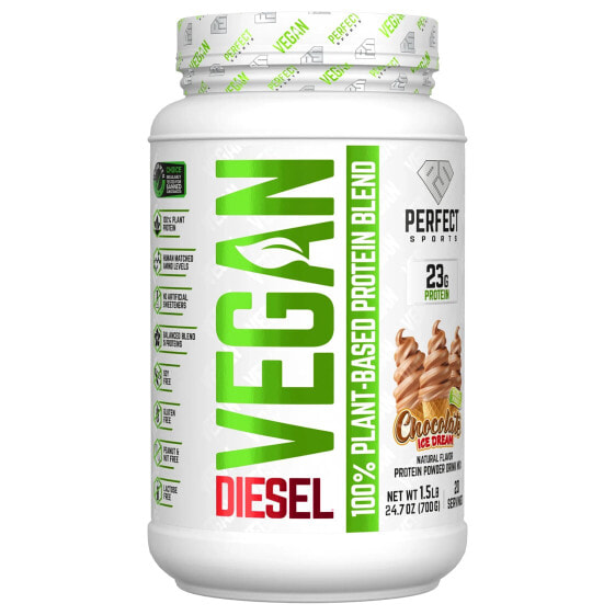 Растительный протеин Perfect Sports Vegan Diesel, 100% растительный белковый комплекс, Шоколадное мороженое, 1.5 фунта (700 г)