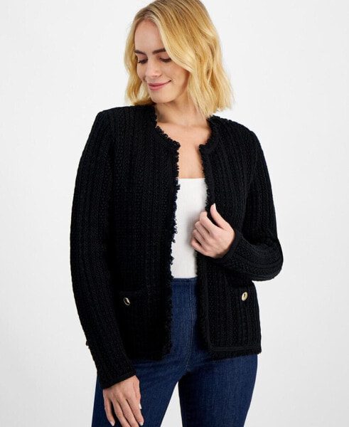 Petite Fringe-Trim Cardigan, Created for Macy's