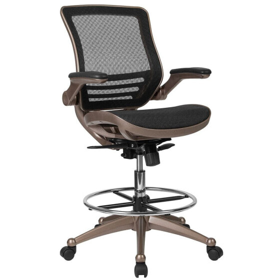 Mid-Back Transparent Black Mesh Drafting Chair