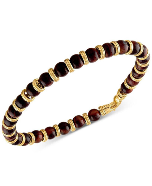 Браслет Esquire Men's Jewelry Tiger Eye Bead Red Gold-Plated