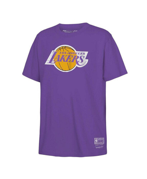 Big Boys Purple Los Angeles Lakers Hardwood Classics Retro Logo T-shirt