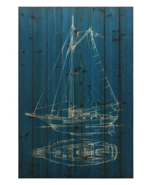Sailing 2 Arte de Legno Digital Print on Solid Wood Wall Art, 45" x 30" x 1.5"