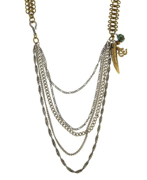 1928 by 1928 Mixed Metal Multi Swag Layer Charm Necklace