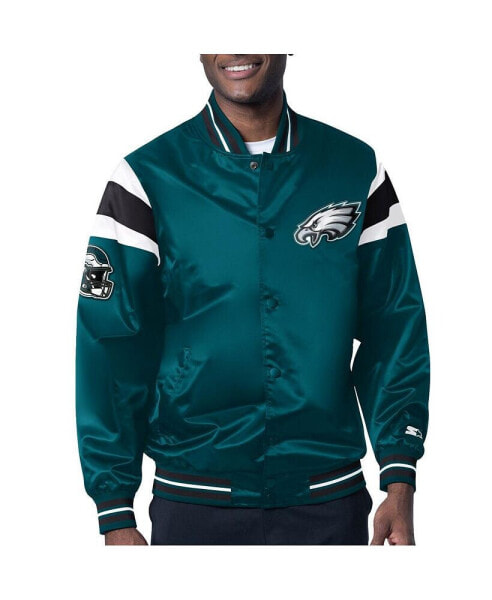Куртка уличная мужская с кнопками Starter Philadelphia Eagles полушелковая Сумеречная зелень