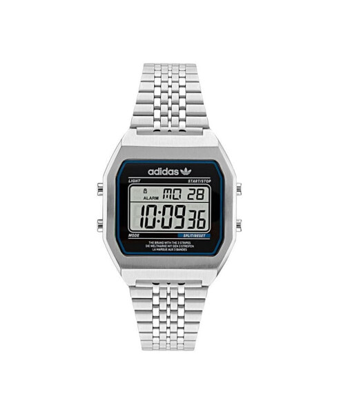 Unisex Digital Two Silver-Tone Stainless Steel Bracelet Watch 36mm