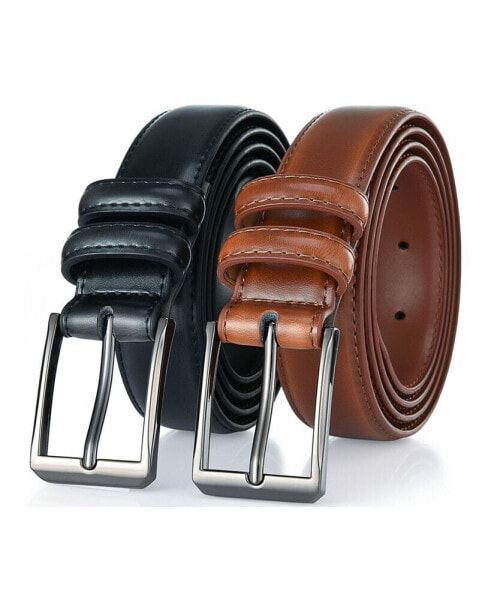 Men's T-Back Traditional Leather Belt Pack of 2