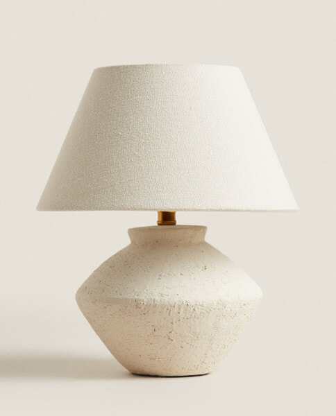 Small table lamp with earthenware base