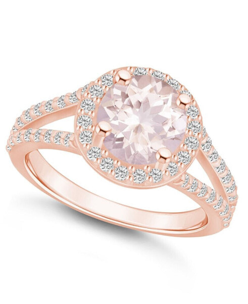 Кольцо Macy's Morganite/Diamond Halo 14K Rose Gold