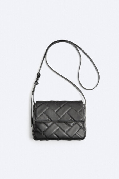 Quilted crossbody bag with flap