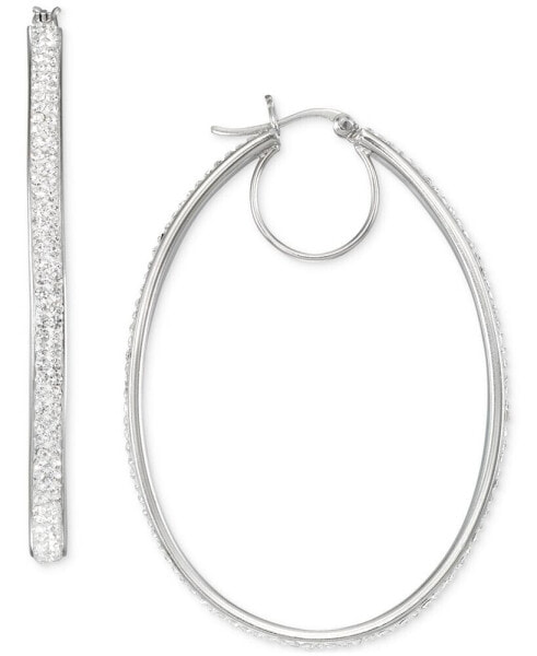 Серьги Macy's Pavé Oval-Shape Hoops