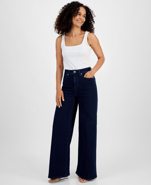 Women's High-Rise Wide-Leg Denim Jeans, Created for Macy's