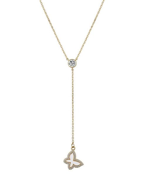 Unwritten cubic Zirconia 14K Gold Flash Plated Butterfly Y-Necklace