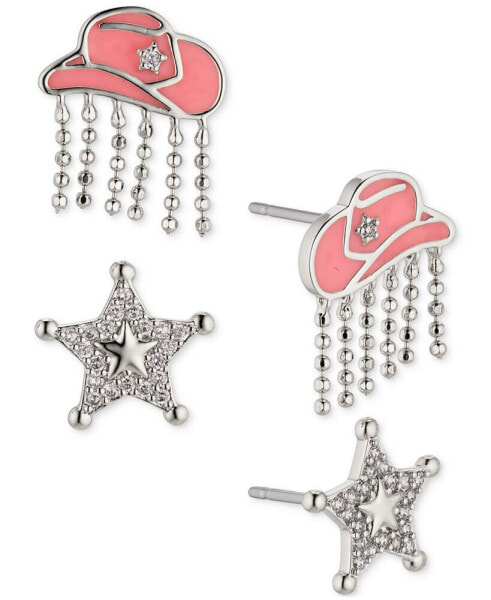 by Nadri 2-Pc. Set Pavé Cowboy Hat & Sheriff Star Stud Earrings