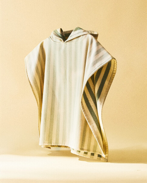 Children's striped beach poncho