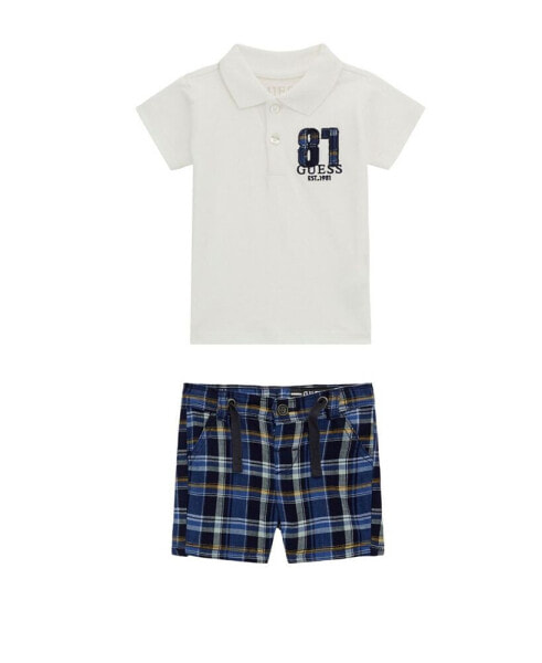 Комплект для малышей Guess Поло и клетчатые шорты для мальчиков Baby Boys