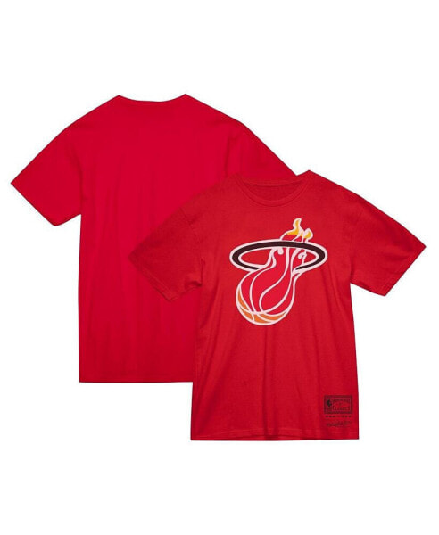 Men's and Women's Red Miami Heat Hardwood Classics MVP Throwback Logo T-shirt